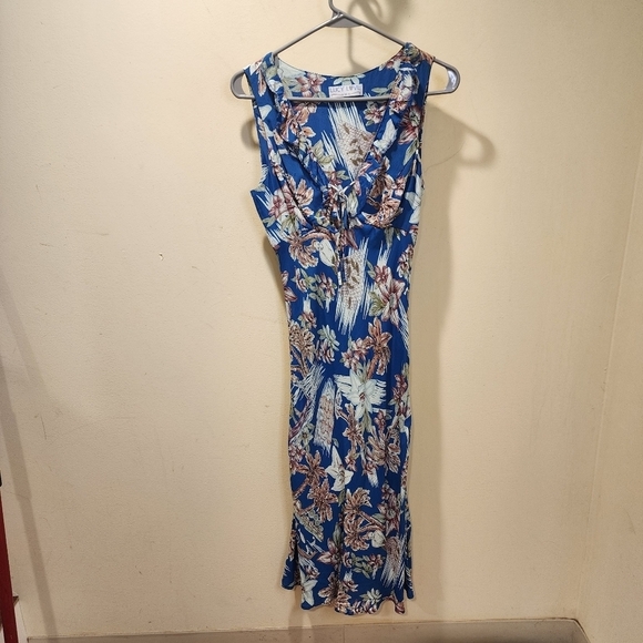 LUCY LOVE vintage floral midi dress size M - Picture 7 of 11